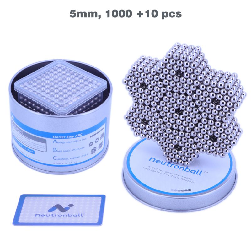 Magnetic Balls 5mm 1000 Pieces 10 Spare Silver Neutronball Magnets